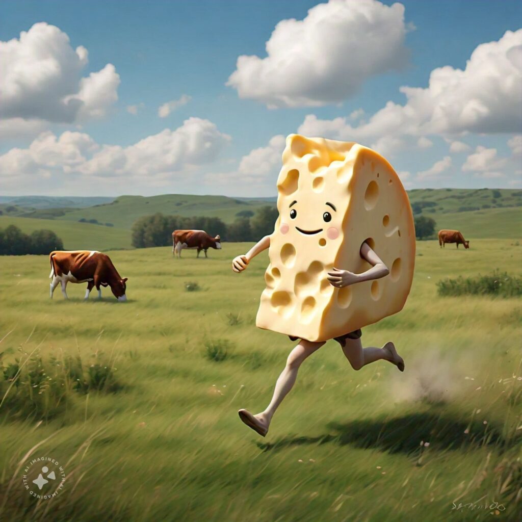 queso corriendo por el campo